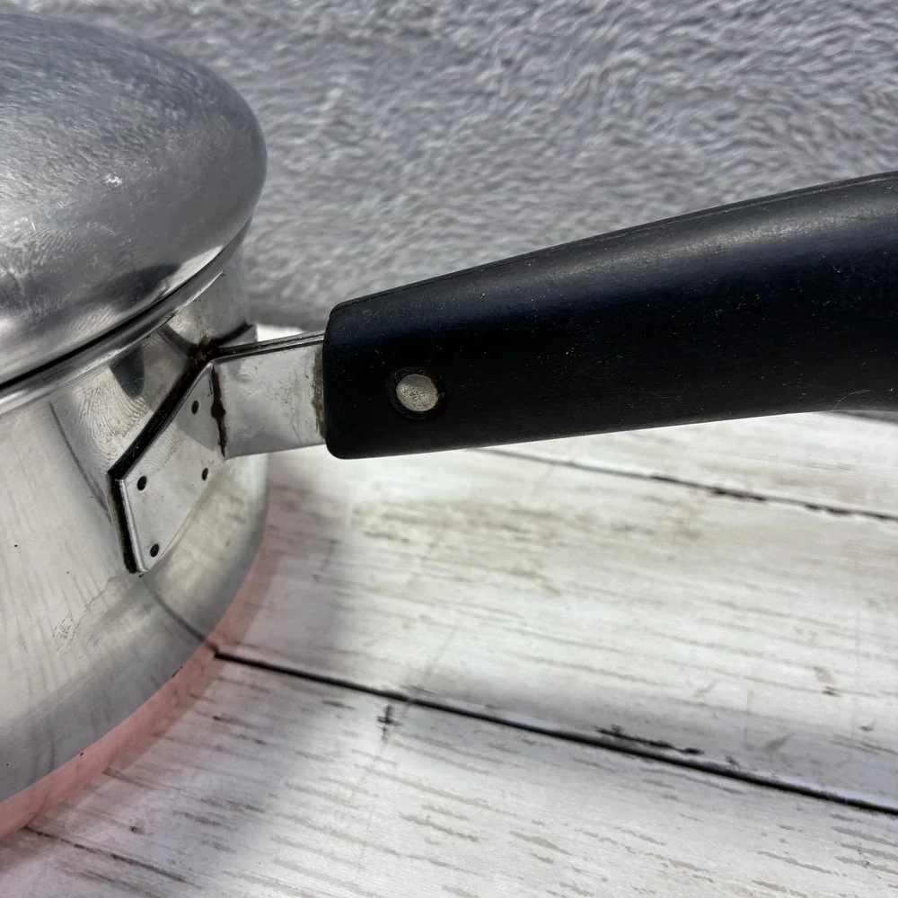 Vintage Revere Ware Stainless Steel Copper Clad Saucepan Pot with Lid